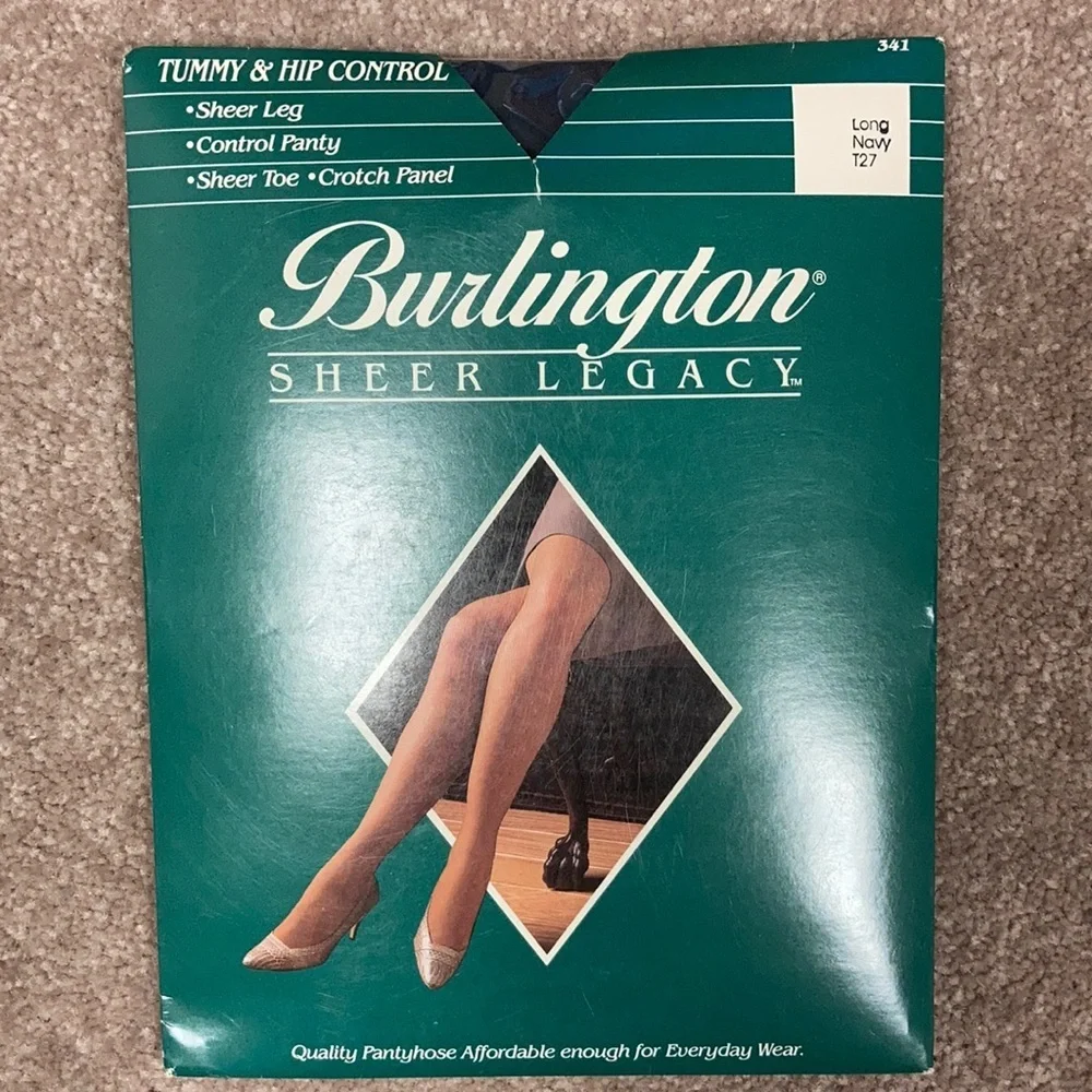 Burlington sheer legacy tummy hip control long navy sheer leg control panty